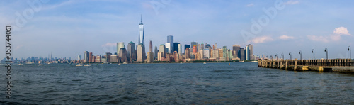 Panoramic view of Manhattan seen from Liberty State Park  Jersey City  New Jersey