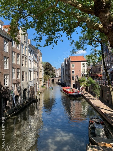 The Oudegracht canal in Utrecht, Netherlands photo