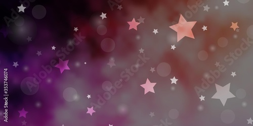Light Pink, Yellow vector texture with circles, stars. Colorful illustration with gradient dots, stars. Pattern for design of fabric, wallpapers.