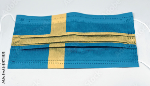 surgical mask with the national flag of Sweden printed
