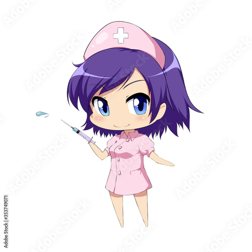 Cute anime nurse with a syringe