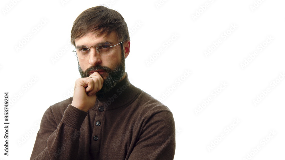 Handsome young businessman in eye glasses looking on the camera isolated on white background. Handsome young businessman in eye glasses looking on the camera isolated on white background.