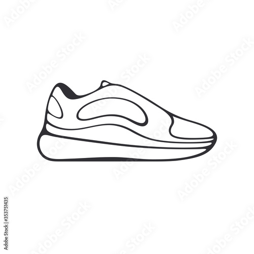 Shoe icon. Sneaker icon. Outline shoe. Running shoes line. Sport shoes icon. Vector illustration. Color easy to edit. Transparent background.