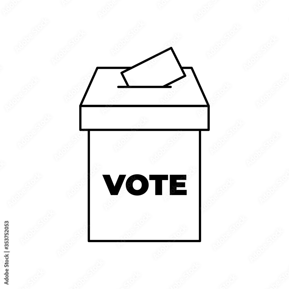 Vote box or ballot box icon isolated on white background . Outline icon Vote box or ballot box icon isolated on white background . Outline icon