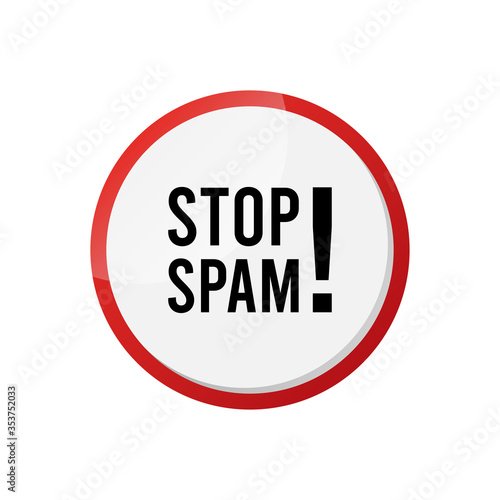 red stop sign shape with the word stop spam on it - vector