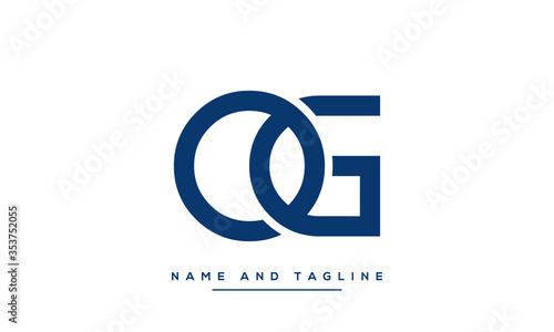 Alphabet letters monogram icon logo OG or GO photo