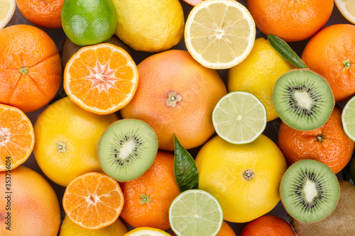 Variety of juicy citrus fruits