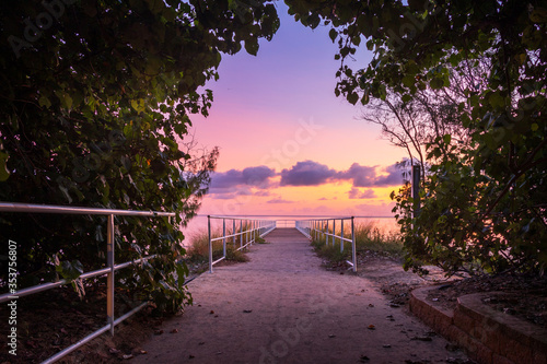 Beach break wall at sunrise