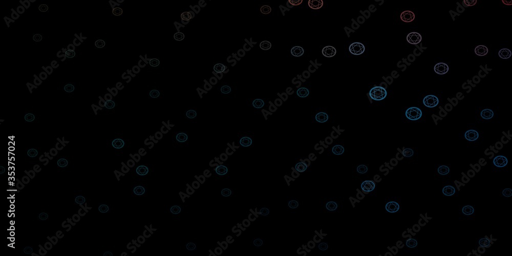 Dark Blue, Red vector backdrop with mystery symbols.