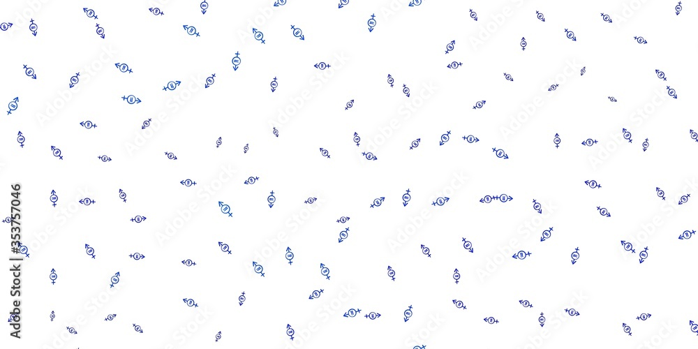 Light BLUE vector backdrop with woman's power symbols. Light BLUE vector backdrop with woman's power symbols.