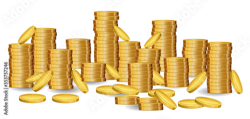 set of coin stacks dollar in flat style or coin dollar in different style or finance currency concept in doodle. eps 10 vector, easy to modify