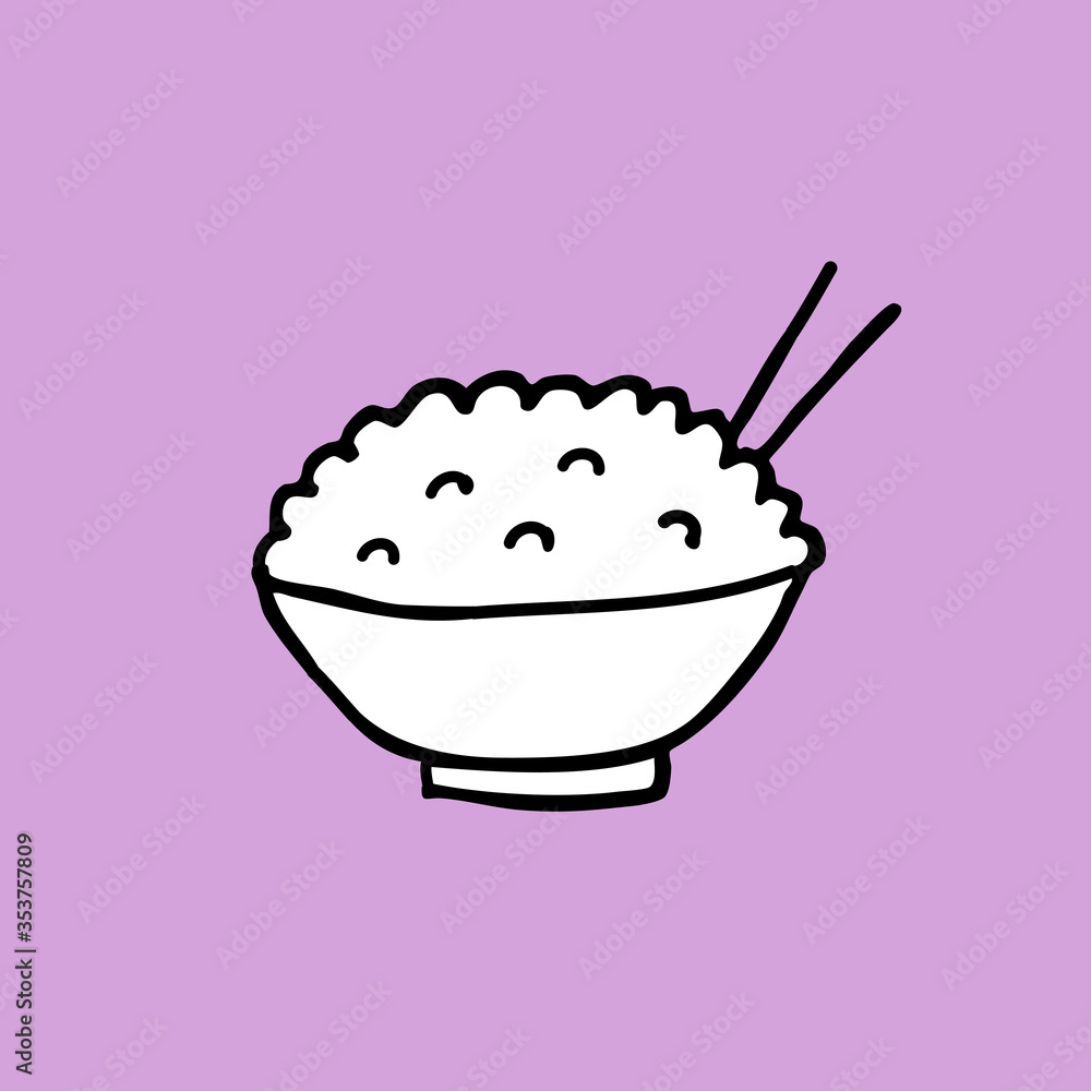 doodle icon. rice with chopsticks. isolated on white background. vector illustration doodle icon. rice with chopsticks. isolated on white background. vector illustration