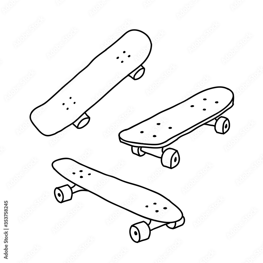skateboard doodle icon skateboard doodle icon