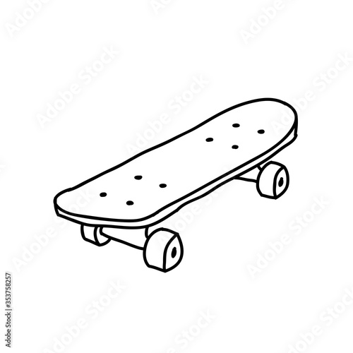 skateboard doodle icon