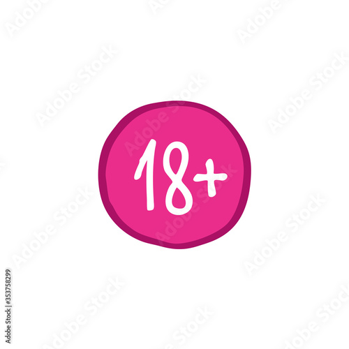 age restriction sign 18 doodle icon