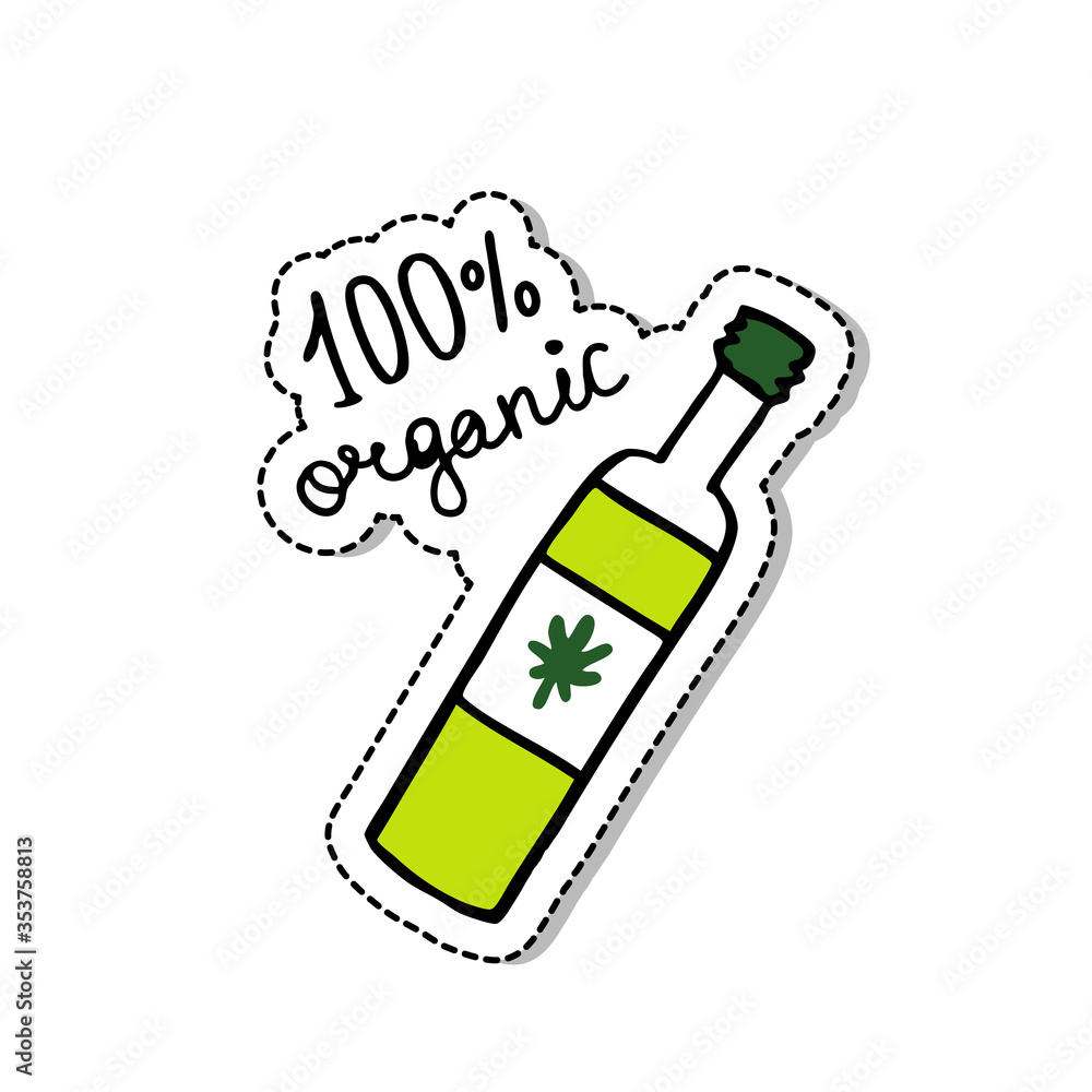 bottle with hemp oil doodle icon bottle with hemp oil doodle icon