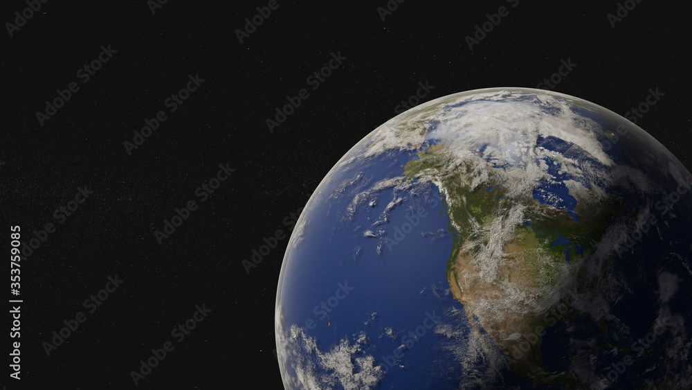 Obraz premium Earth planet of Solar system. North America continent side. Science fiction 3D rendered illustration. Elements of this image were furnished by NASA