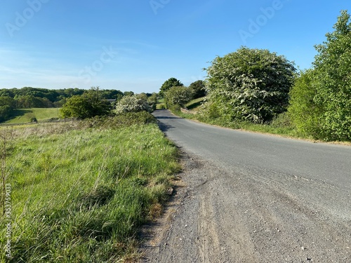 Country road with fields and trees on the outskirts of Bradford  Yorkshire  England