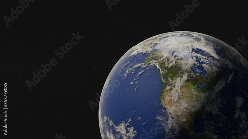 Fototapeta Naklejka Na Ścianę i Meble -  Earth planet of Solar system. North America continent side. Science fiction 3D rendered illustration. Elements of this image were furnished by NASA