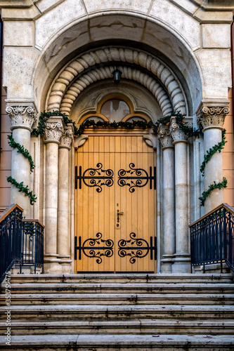 Door entrance of a church from Budapest