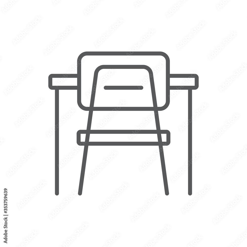 School desk and a chair vector icon symbol isolated on white background School desk and a chair vector icon symbol isolated on white background