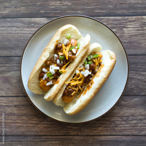 Chili Cheese Hot Dog on a W...