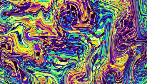 Digital art fractal background. Psychedelic futuristic abstract pattern.