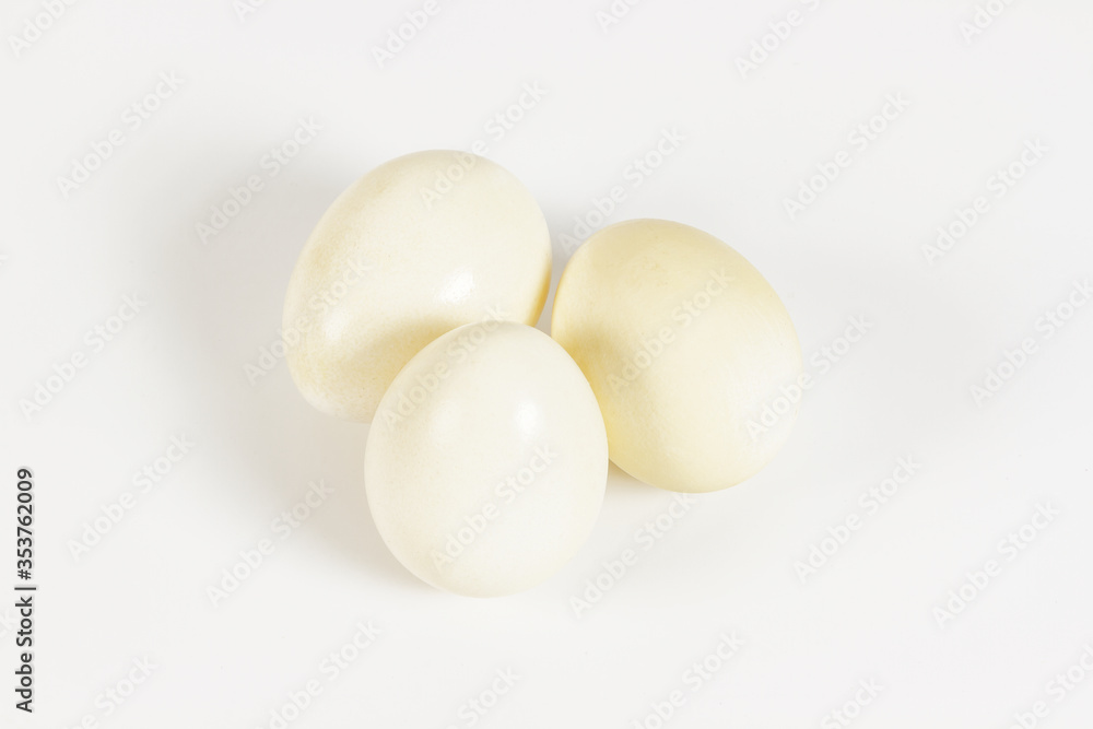 Three white eggs isolated on white background Three white eggs isolated on white background