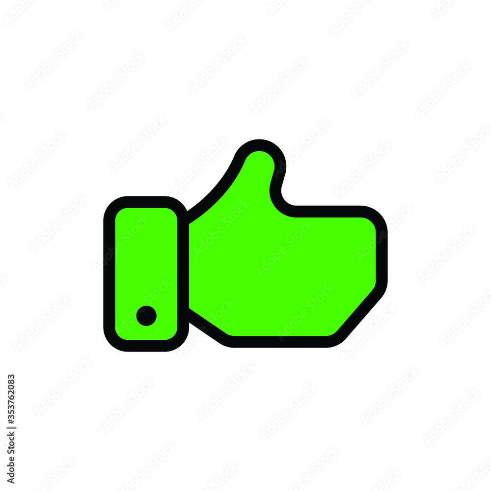 Hand Thumb Up icon flat. Illustration isolated on white background. Vector green sign symbol Hand Thumb Up icon flat. Illustration isolated on white background. Vector green sign symbol