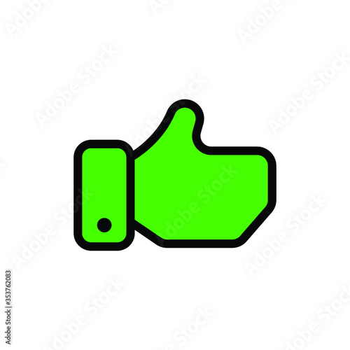 Hand Thumb Up icon flat. Illustration isolated on white background. Vector green sign symbol