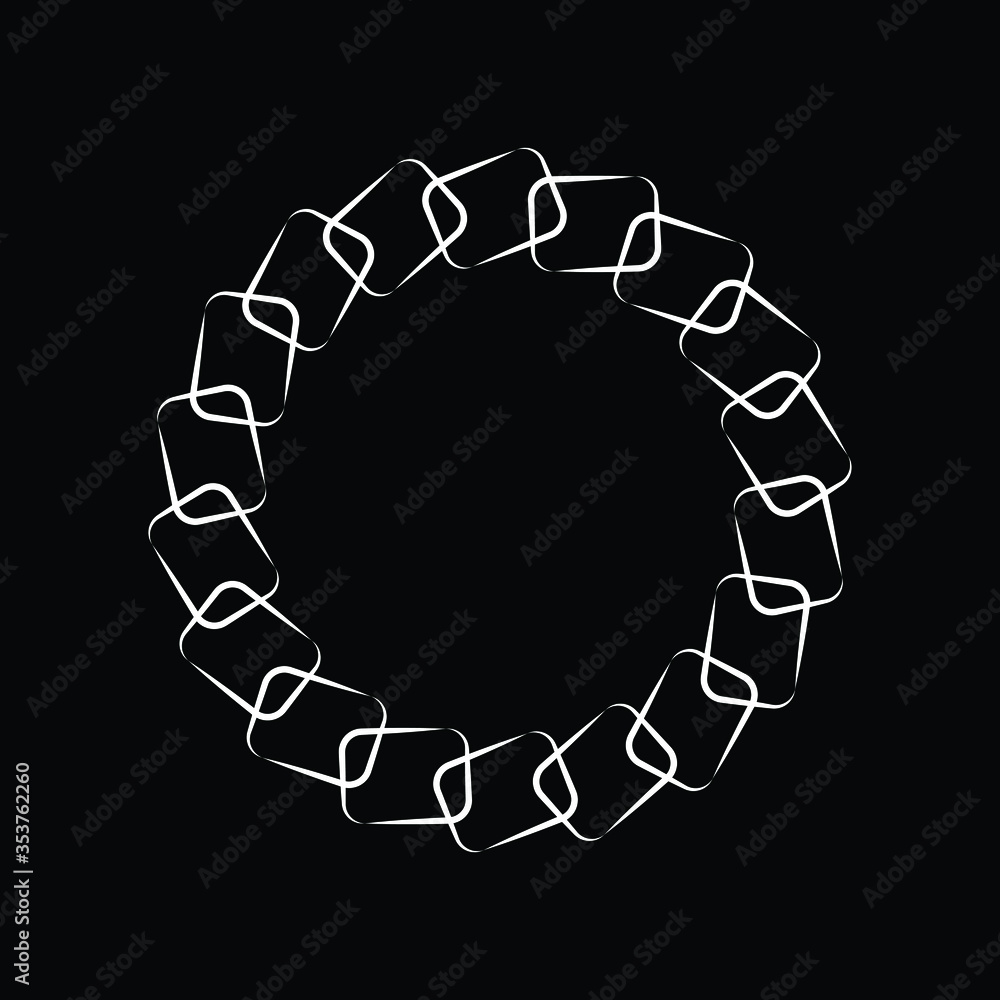 Radial white rounded rectangles in circle form. Vector illustration. Trendy design element for frame, logo, tattoo, sign, symbol, web, prints, posters, template, pattern and abstract background Radial white rounded rectangles in circle form. Vector illustration. Trendy design element for frame, logo, tattoo, sign, symbol, web, prints, posters, template, pattern and abstract background