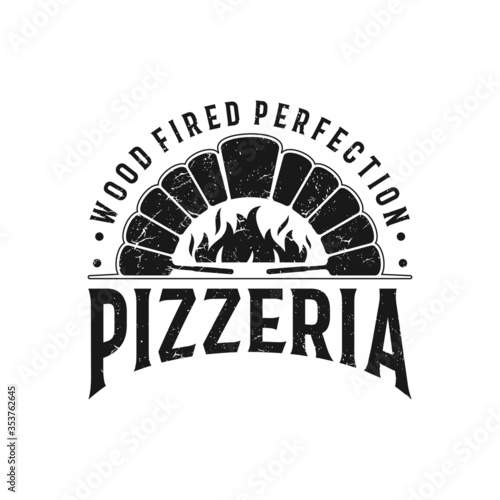 Pizza Logo Creative Firewood Oven and Wood fired Concept Logo Design Template