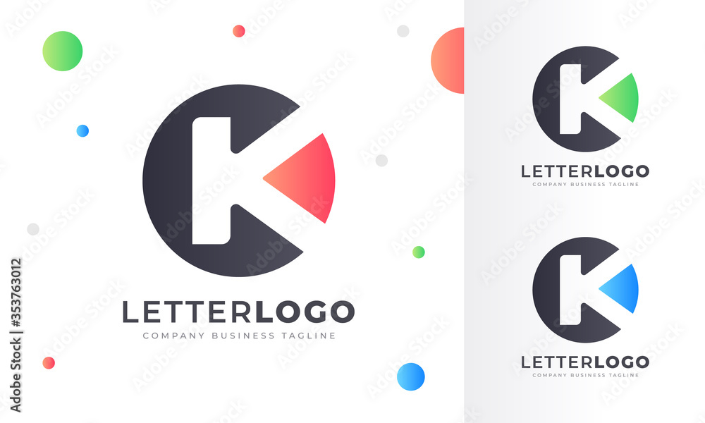 Colorful Gradient K Letter Logo Rounded Circle Logo Design Template for Property, restaurant, Health, shop, tech and all Kinds Company Business. Vector Template Colorful Gradient K Letter Logo Rounded Circle Logo Design Template for Property, restaurant, Health, shop, tech and all Kinds Company Business. Vector Template