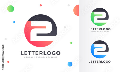 Colorful Gradient Number 2 Two Letter Logo Rounded Circle Logo Design Template for Property, restaurant, Health, shop, tech and all Kinds Company Business. Vector Template 