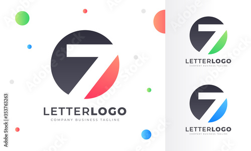 Colorful Gradient Number Lucky 7 Seven Letter Logo Rounded Circle Logo Design Template for Property, restaurant, Health, shop, tech and all Kinds Company Business. Vector Template 