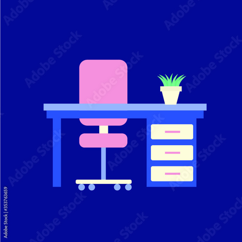 Desk with a plant, escritorio con planta
