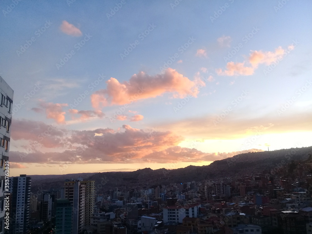 Fototapeta premium sunset in the city