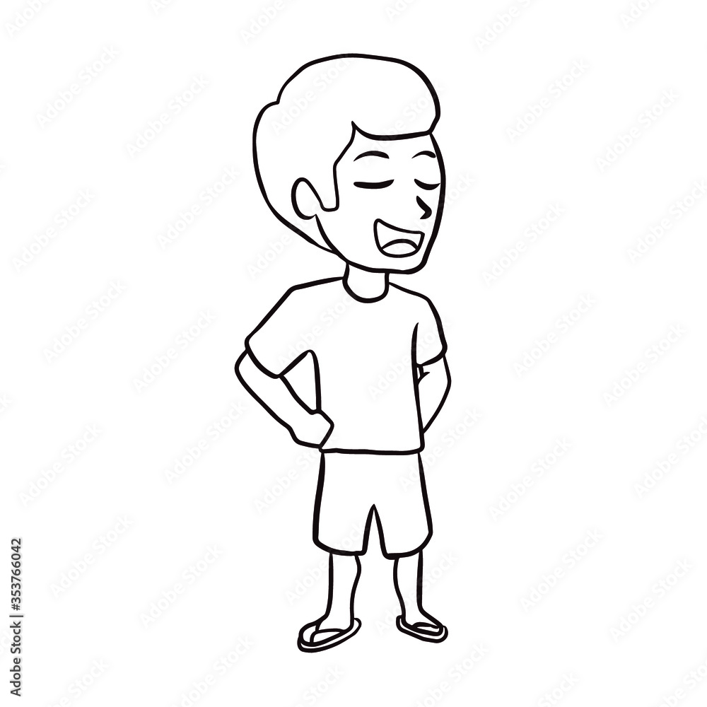 Funny and cute man with arrogant pose vector cartoon line art illustration Funny and cute man with arrogant pose vector cartoon line art illustration