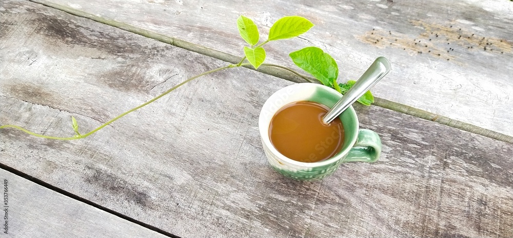 Coffee on the table wooden Coffee on the table wooden