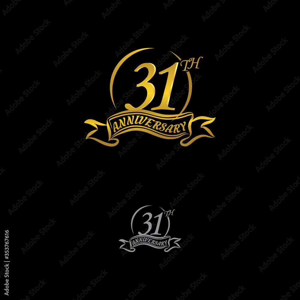 Obraz premium Anniversary vector unusual label. thirtyone year symbol. Birthday abstract logo. 31th jubilee