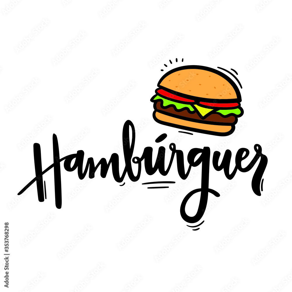 Hambúrguer. Hamburger. Brazilian Portuguese Hand Lettering for ...