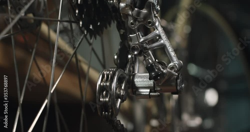 Close up of rear derailleur of Torpado vintage road bike