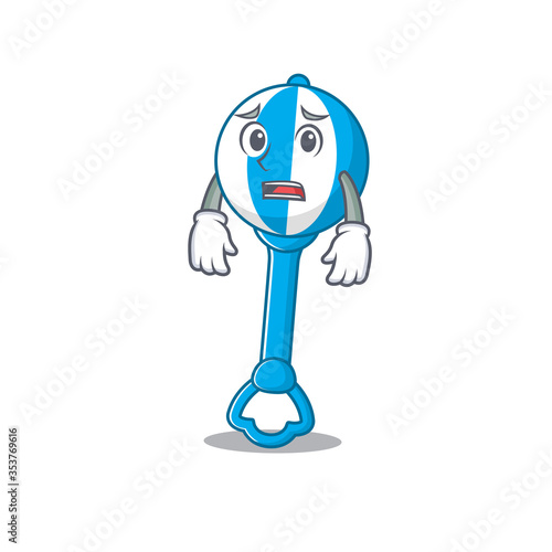 Cartoon design style of rattle toy having worried face