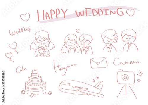 結婚式　ウエディング　イラストセット