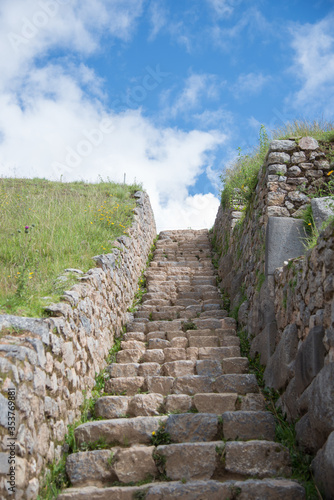 Saksaywaman  Inca ruins in Cusco  Peru .