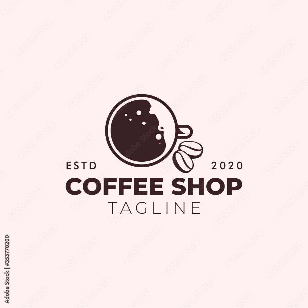 Simple minimalist retro coffee shop logo design vector template with isolated background Simple minimalist retro coffee shop logo design vector template with isolated background