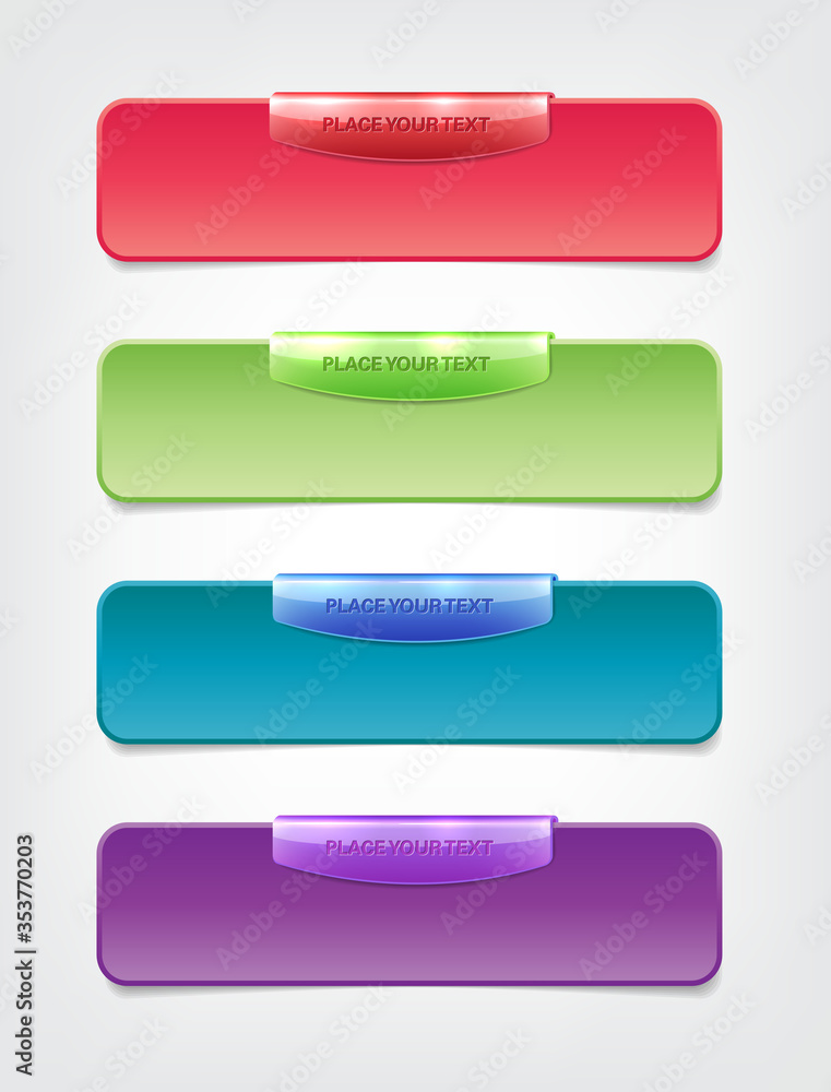 Set of 3d plastic buttons or banners with glossy tags Set of 3d plastic buttons or banners with glossy tags