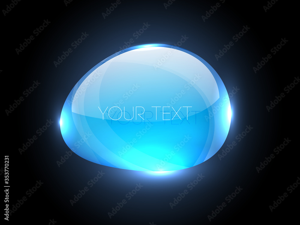Vector blue glass glossy shiny button, bubble, badge or banner Vector blue glass glossy shiny button, bubble, badge or banner
