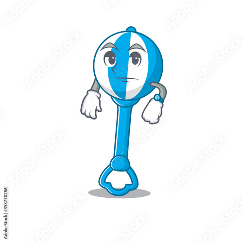 Mascot design style of rattle toy with waiting gesture