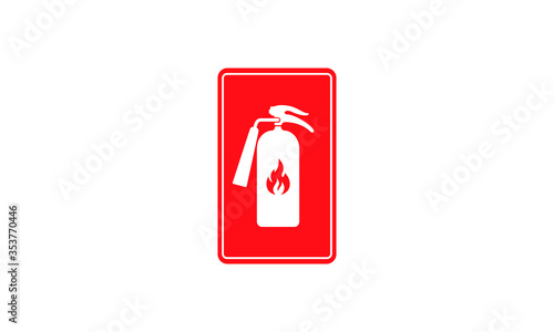 Red Fire extinguisher. Firefighters tools for flame fighting attention colored vector symbol for fire station,Fire extinguisher sign, vector illustration